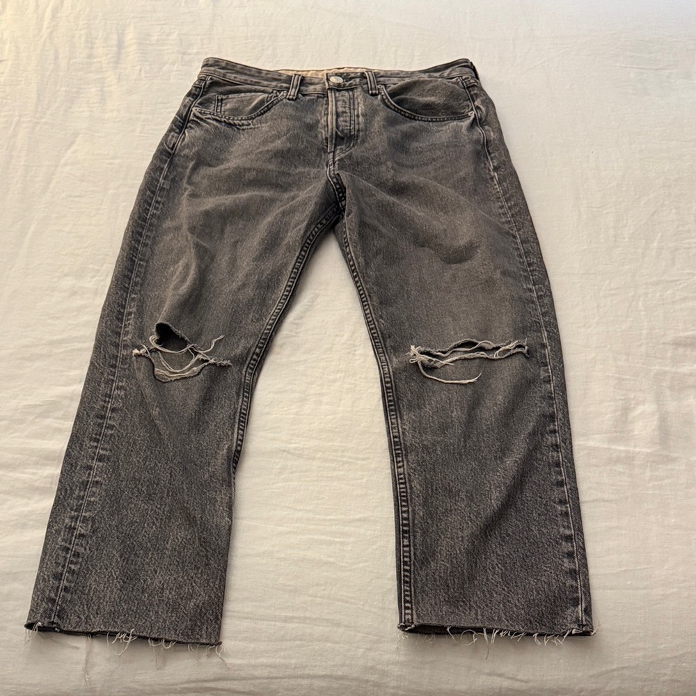 rag & bone Distressed Gray Straight Leg Jeans